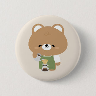 Cute Bear Barista Button