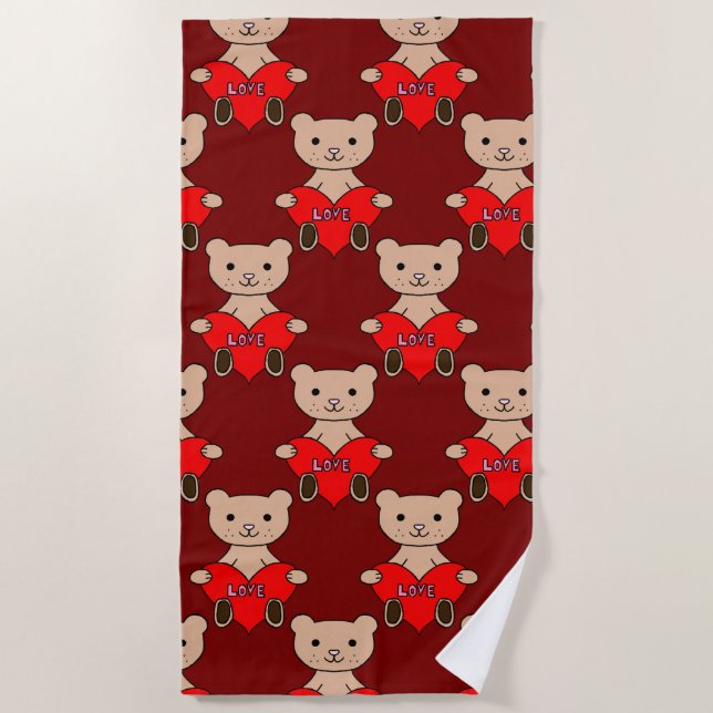 Cute Bear Beach Towel (Front)
