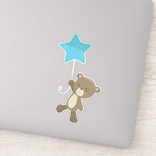 Cute Bear Bear With Balloon Little Bear Star Sticker