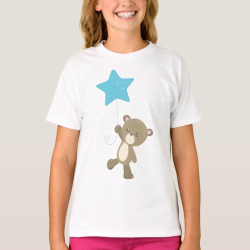 Cute Bear Bear With Balloon Little Bear Star T_Shirt