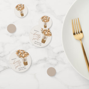 Cute Bear, Beige Balloons, First Birthday Confetti