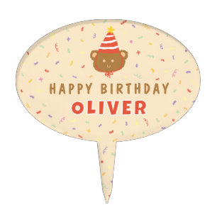 Cute Bear Birthday Cake TopperCake Pick