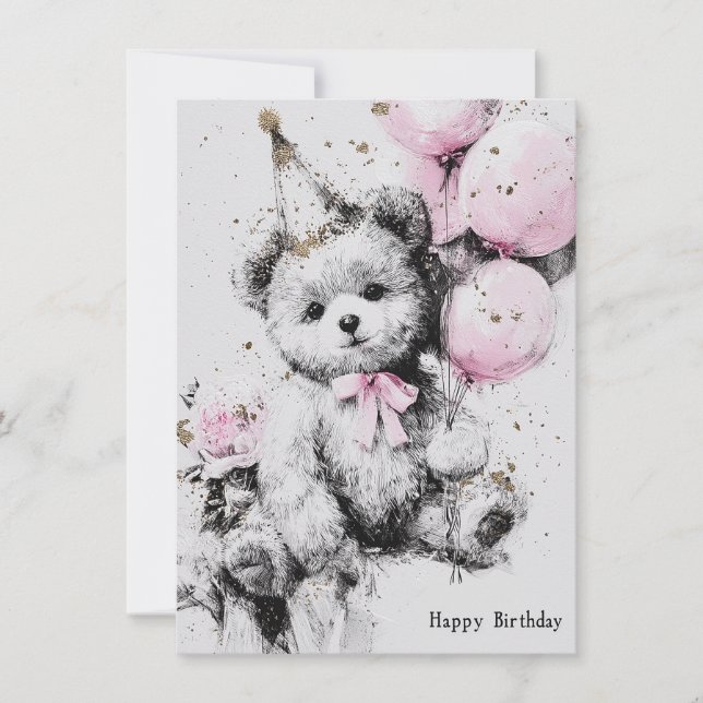 Cute Bear Birthday Card (Front)