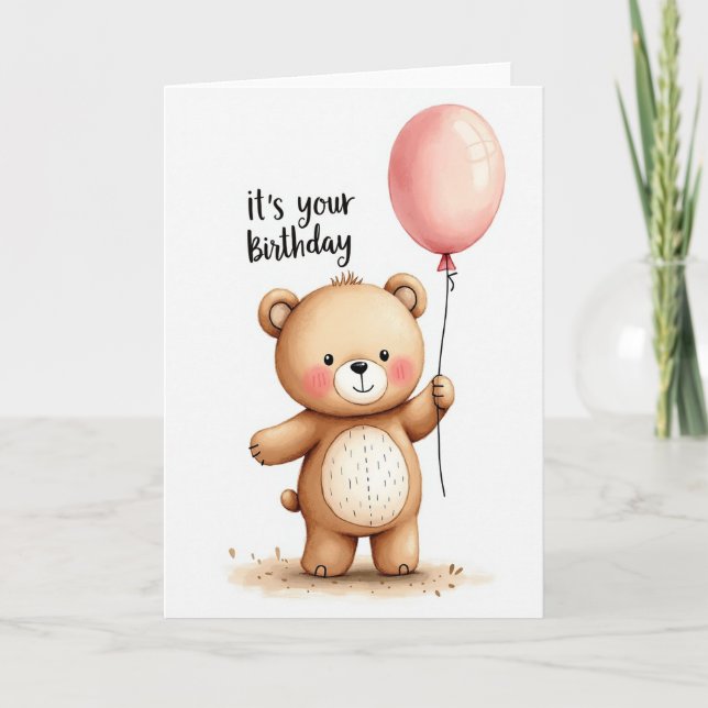 Cute Bear Birthday Card (Front)