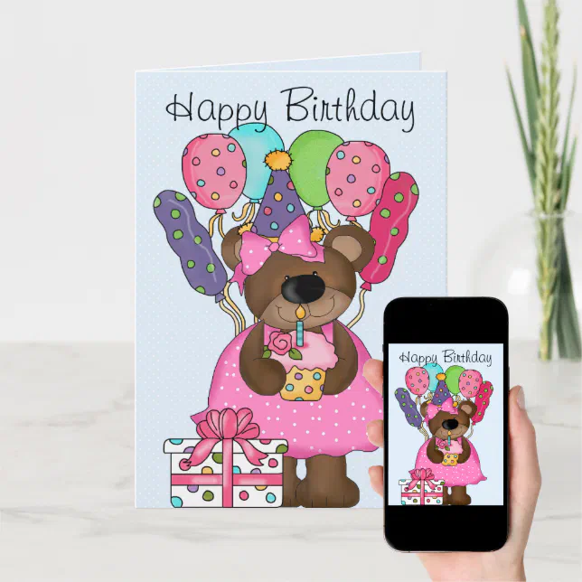 Cute Bear Birthday Card | Zazzle