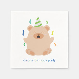 Cute Bear Birthday Party Napkins