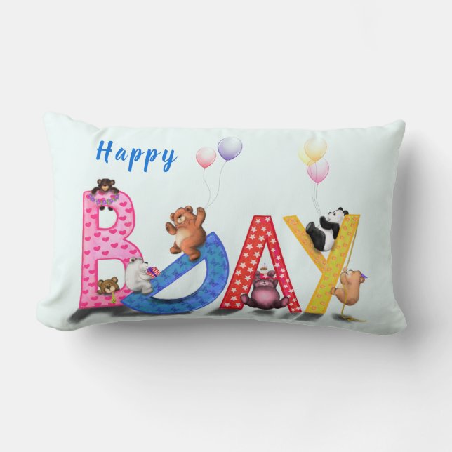 Cute Bear Birthday Party Pillow (Front)