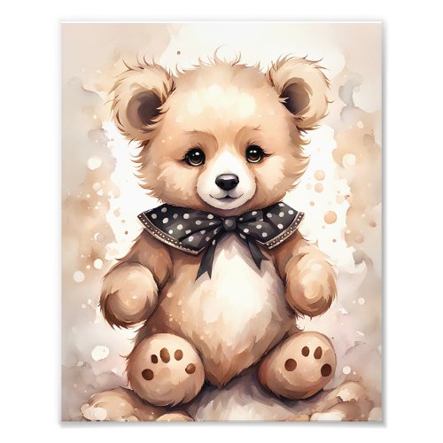 Cute Bear Black and White Polka Dots Collar Neck Photo Print