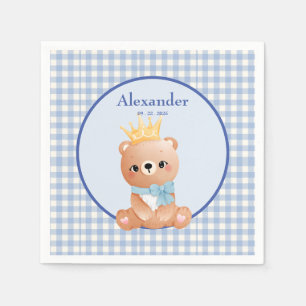Cute Bear Blue Gingham  Napkins