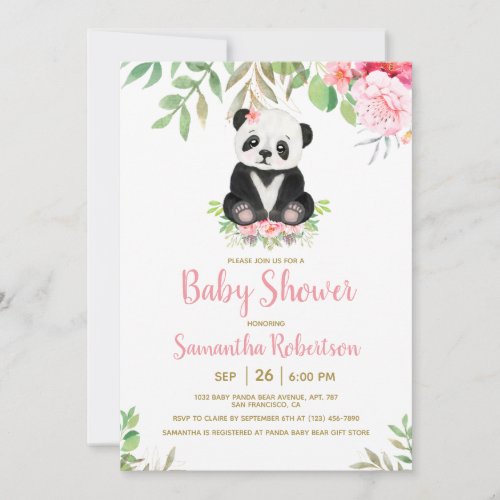 Cute Bear Blush Pink Girl Baby Shower Custom Photo Invitation