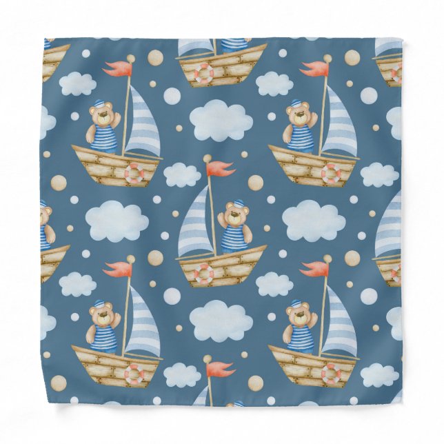 Cute Bear Boat Bandana (Front)