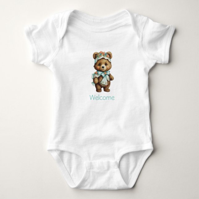 Cute Bear Bodysuit Personalize. (Front)