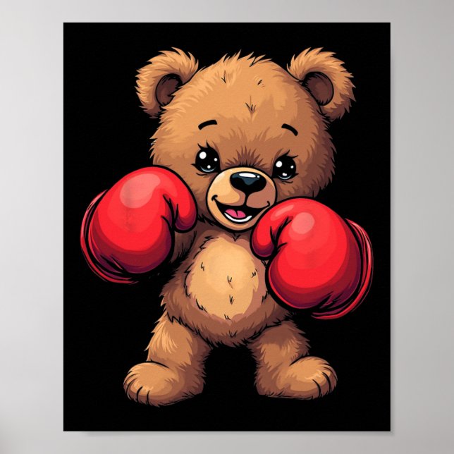 Cute Bear Boxing Gloves  Poster (Front)