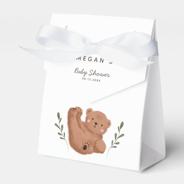 Cute Bear Boy Baby Shower Favor Boxes (Front Side)
