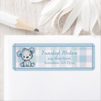 Cute Bear Boy Baby Shower Return Address Label