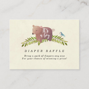 cute bear boy Diaper Raffle enclosure card