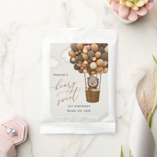 Cute Bear, Brown Balloons, First Birthday Hot Chocolate Drink Mix