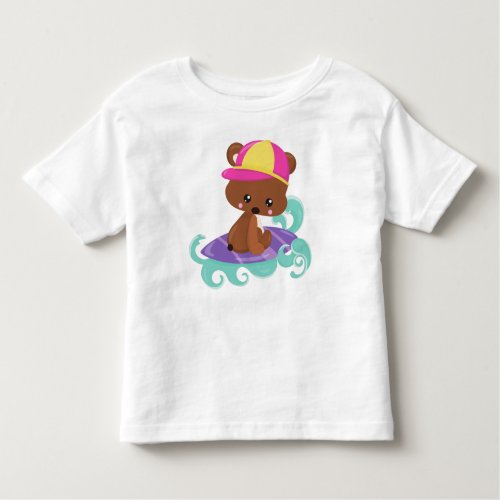 Cute Bear Brown Bear Little Bear Surfing Board Toddler T_shirt