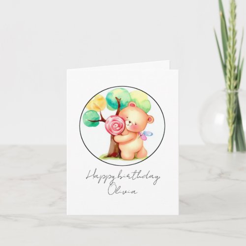 Cute Bear  Candy Childrens Birthday Card