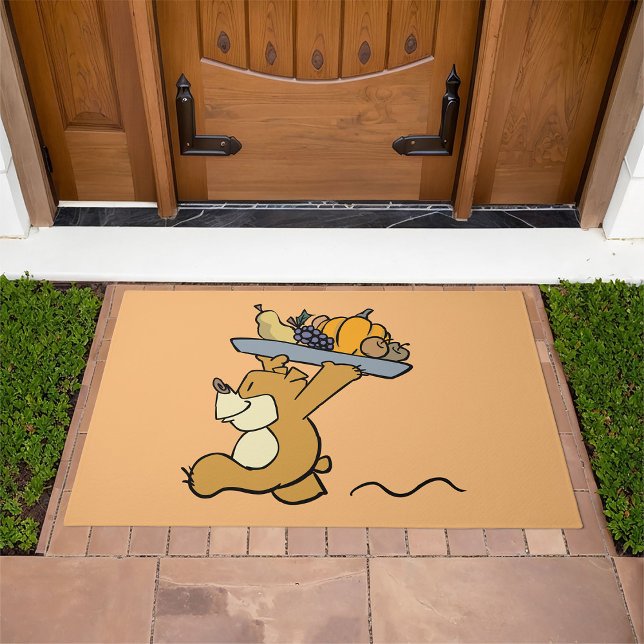 Cute Bear Carrying a Festive Harvest Platter  Doormat (Creator Uploaded)
