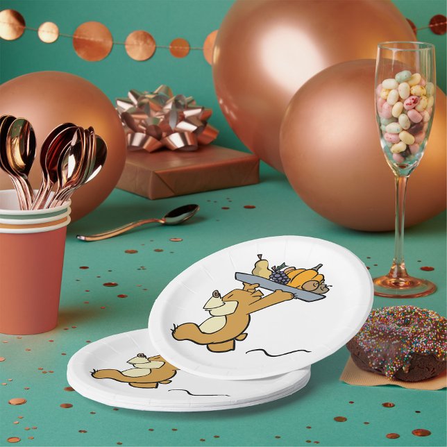 Cute Bear Carrying a Festive Harvest Platter  Paper Plates (Creator Uploaded)