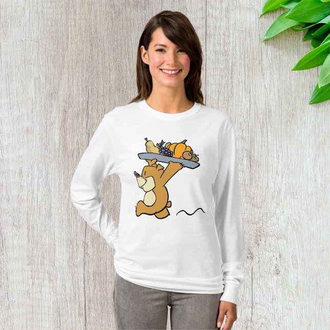 Cute Bear Carrying a Festive Harvest Platter  T-Shirt (Creator Uploaded)