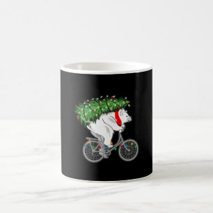 Cute Bear Carrying Christmas Tree Gift For Cyclist Coffee Mug