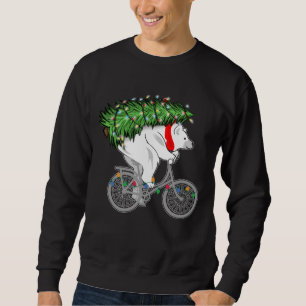 Cute Bear Carrying Christmas Tree Gift For Cyclist Sweatshirt