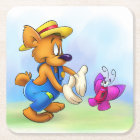 cute bear cartoon and butterfly coaster