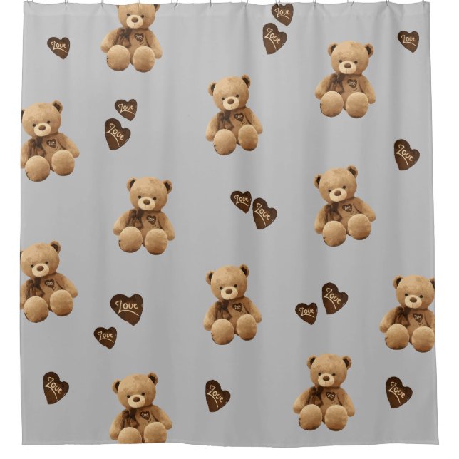 cute bear cartoon pattern shower curtain (Front)