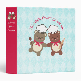 Cute bear chefs kids cookbook recipe binder