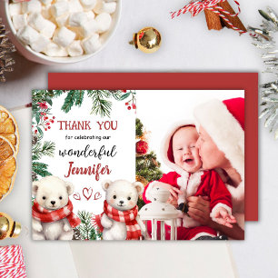 Cute Bear Christmas 2° Birthday Thank You Card