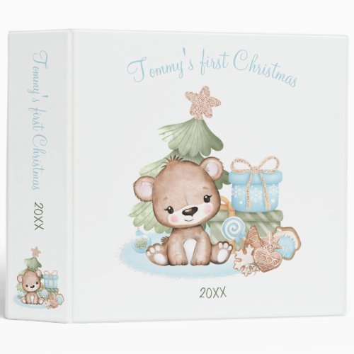 Cute Bear Christmas Baby Photo Album 3 Ring Binder