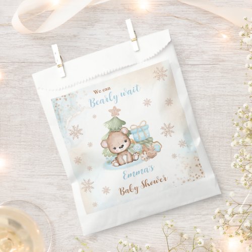 Cute Bear Christmas Boy Baby Shower Favor Bag 