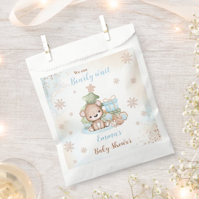 Cute Bear Christmas Boy Baby Shower Favor Bag  (Clipped)
