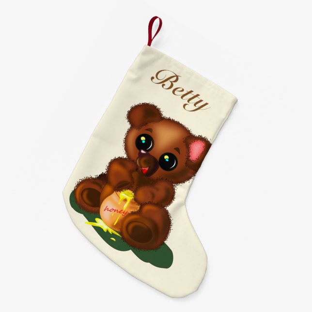 Cute Bear Christmas Stocking Personalized Name (Front (Hanging))