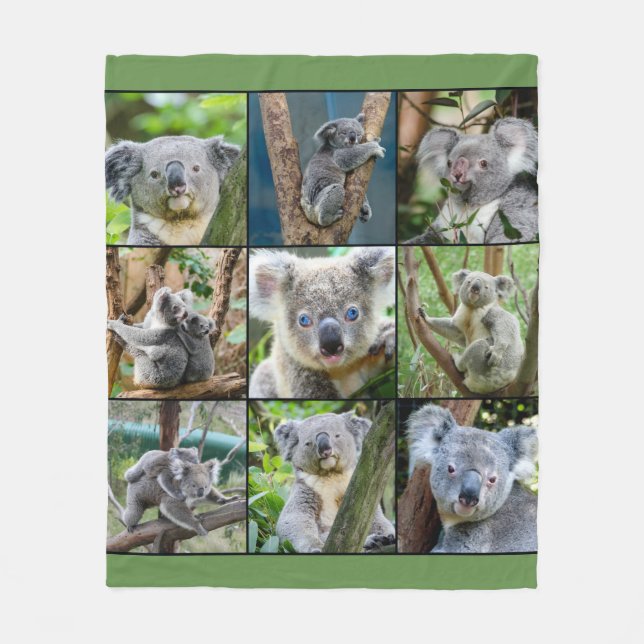 Cute Bear Collage Fleece Blanket (Front)