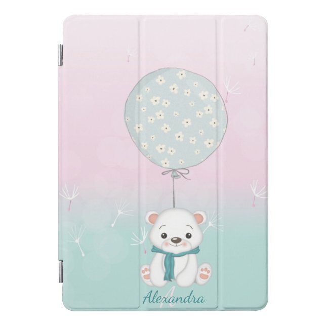 Cute Bear Colorful Monogram Kids iPad Pro Cover (Front)