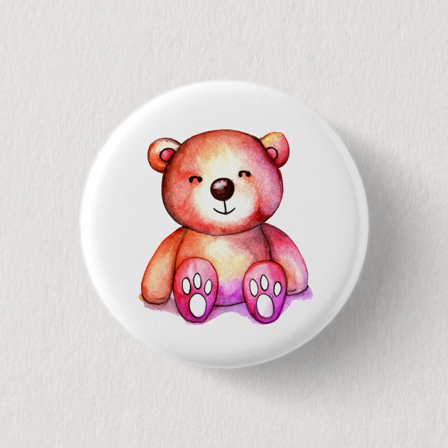 Cute Bear Cool Teddy positive Button (Front)