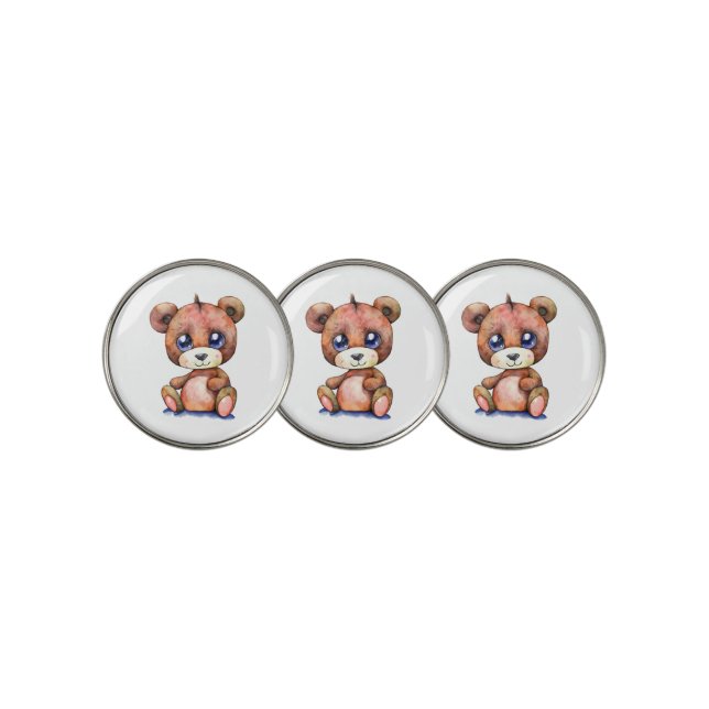 Cute Bear Cool Teddy positive Golf Ball Marker (3 Up)