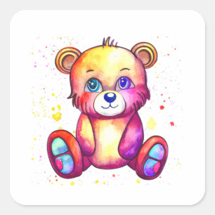 Cute Bear Cool Teddy positive Square Sticker