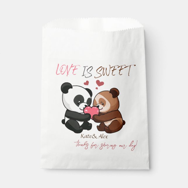 Cute Bear Couple Favor Bag (Front)