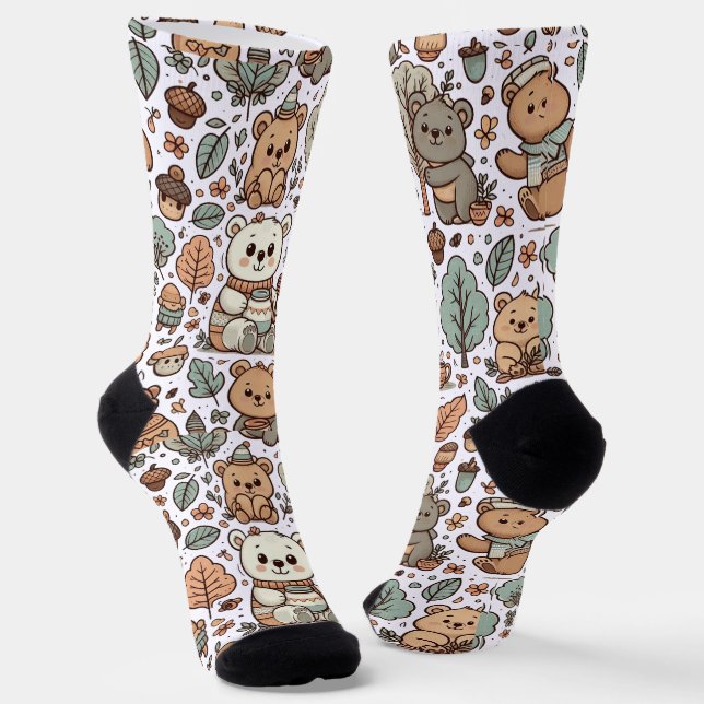 Cute Bear Cozy Socks – Playful Vector Design (Angled)