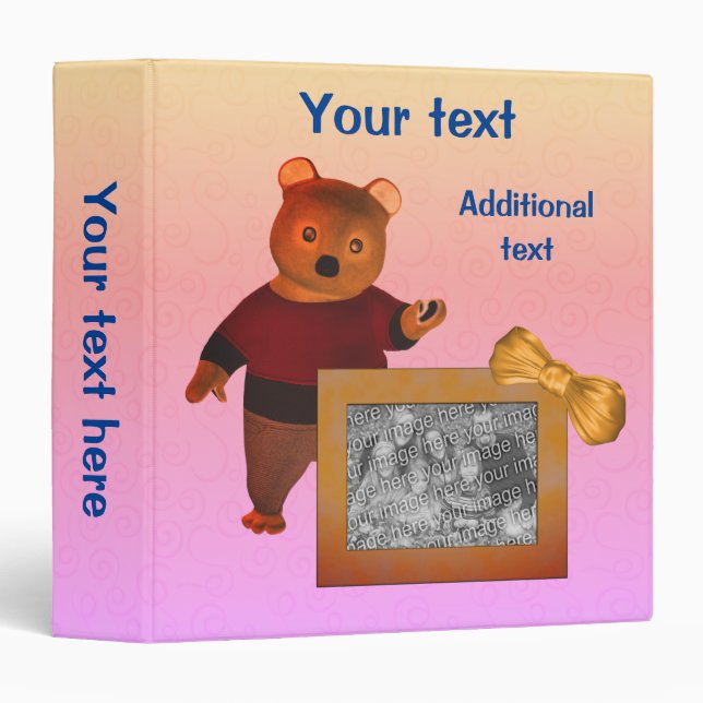 Cute Bear Create Your Own Photo Personalized 3 Ring Binder (Front/Spine)