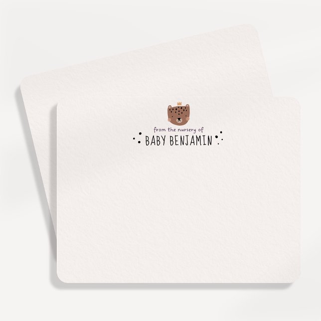 Cute Bear Crown Baby Boy Nursery Note Card (Creator Uploaded)