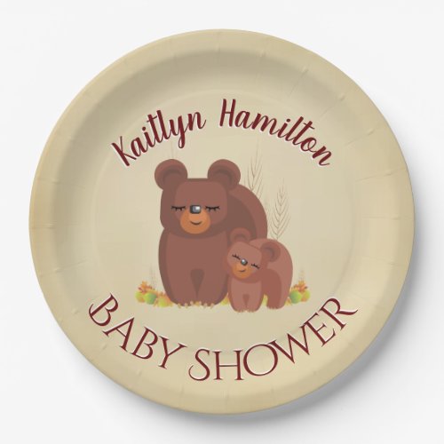 Cute Bear Cub Baby Shower Paper Plate