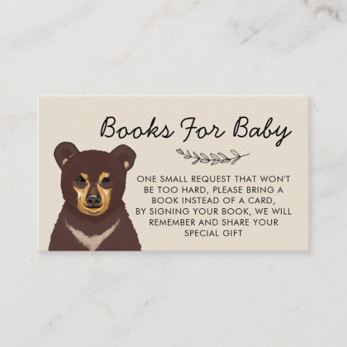 Cute Bear Cub Books For Baby Enclosure Card
