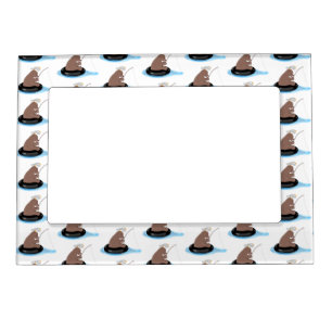 Cute bear cub fishing cartoon illustration magnetic frame