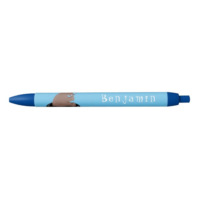 Cute bear cub fishing cartoon illustration pen (Front)