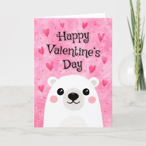 Cute bear cub Happy Valentines Day folded Card